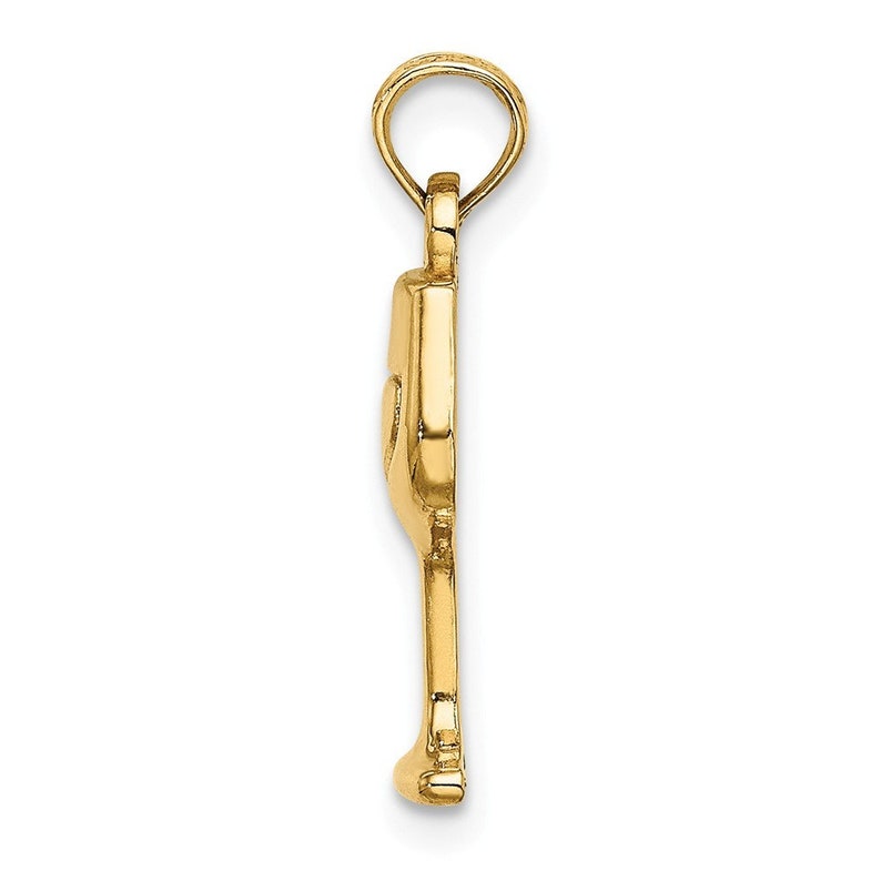 14K Yellow Gold 2-D WINE GLASS Charm Pendant