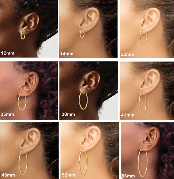 Single 14k Yellow Gold Endless Hoop Earring (1mm) (12mm)