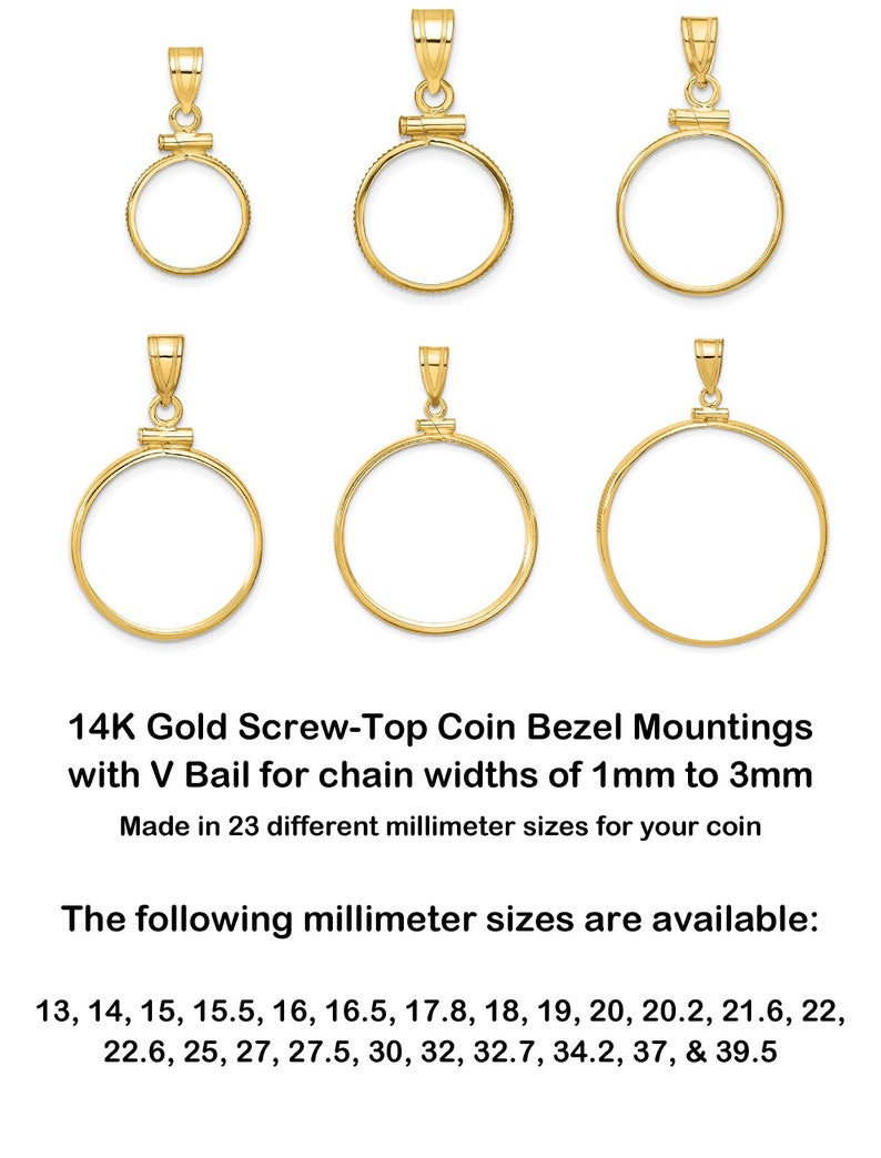 Gold Coin Bezel Mountings Screw Top for All Sizes of Coins Etsy