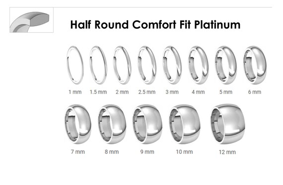 Solid Platinum Comfort Fit Platinum Wedding Bands 1mm 1.5mm 2mm 2.5mm 3mm  4mm 5mm 6mm 7mm 8mm 9mm 10mm 12mm Widths -  Canada