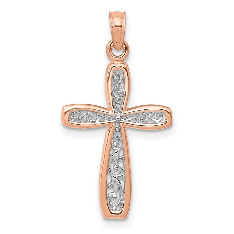 14K Yellow Gold Cross With Filigree Center shops Charm Pendant
