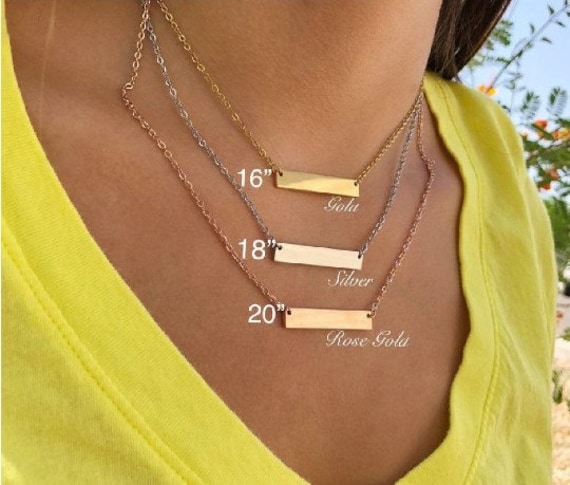 Personalized Horizontal Bar Necklace - Initial Charm Necklace