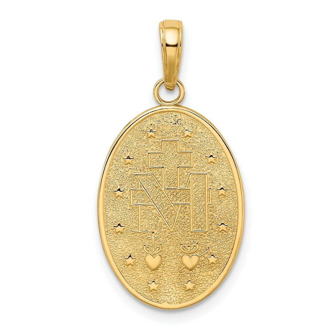 14K Yellow Gold Miraculous Medal Pendant 15mm Width - Etsy