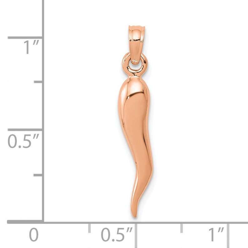 14k Rose Gold Medium Italian Horn Pendant