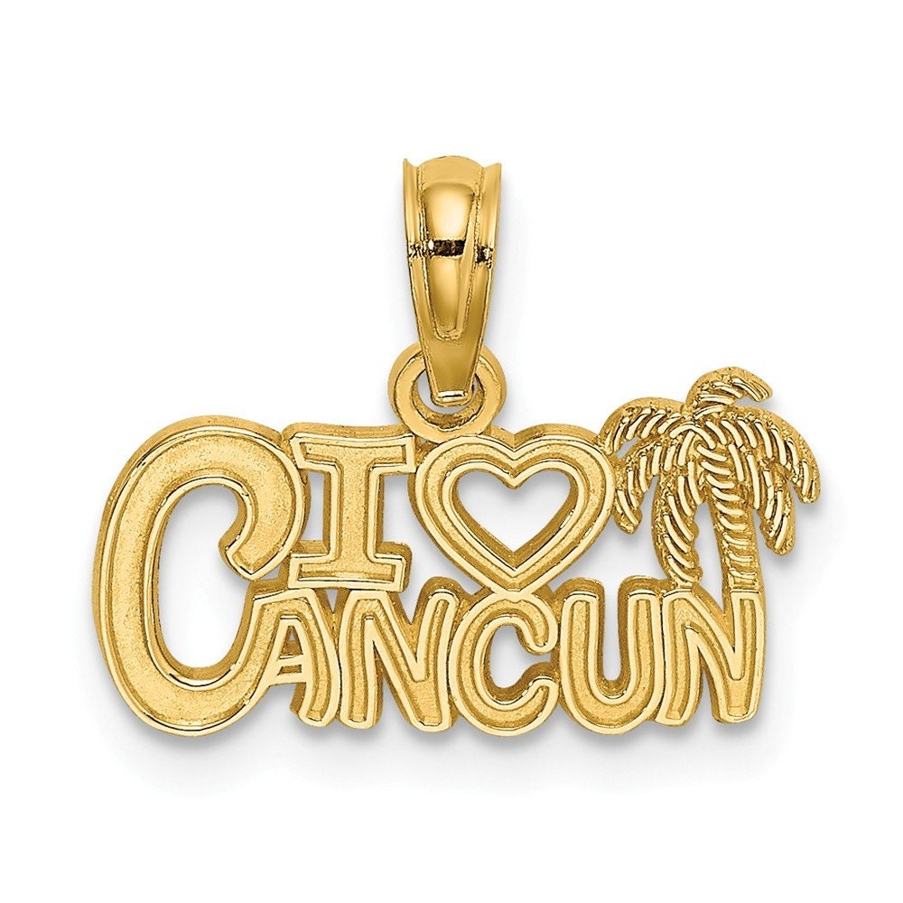 Jewel Tie 14K Yellow Gold I Heart Cancun Cut-Out Pendant Jewel Tie 14K Yellow Gold I Heart Cancun Cut-Out Pendant