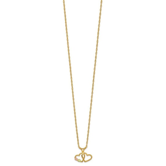 Black Hills Gold Double Heart Necklace in 10K Tri color Gold