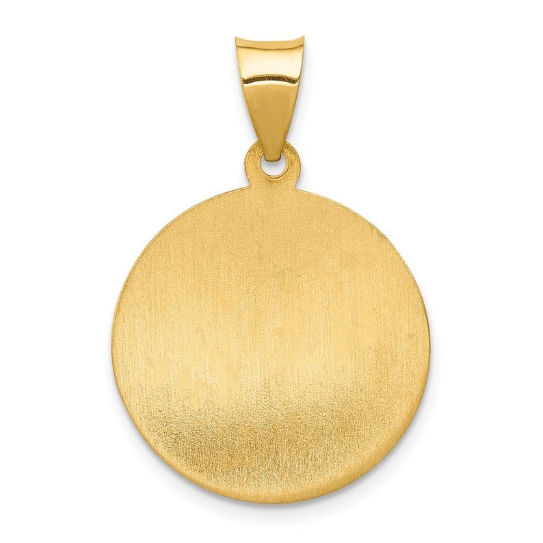 14K Yellow Gold Polished and Satin St Anne Medal Pendant 18mm width