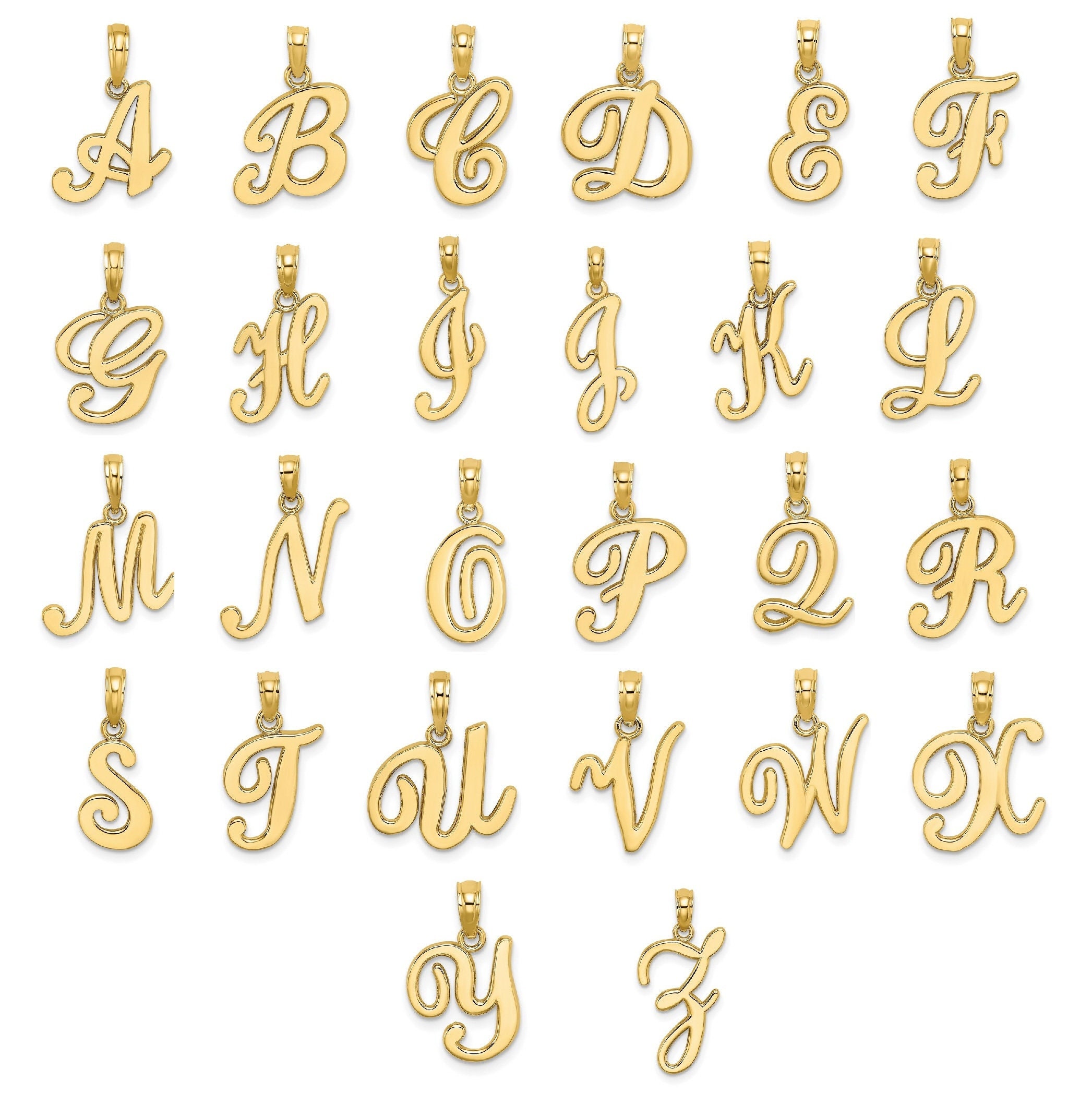 Letter / Initial J Vintage Charm Pendant 14K Gold, Script Font - Ruby Lane