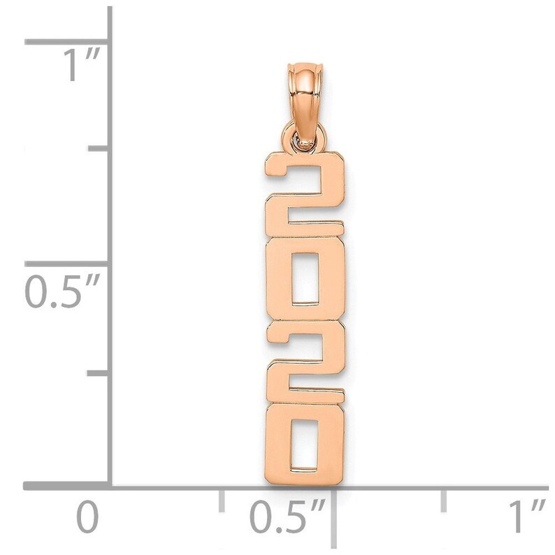 14K Rose Gold Polished and Block 2020 Graduation Charm Pendant