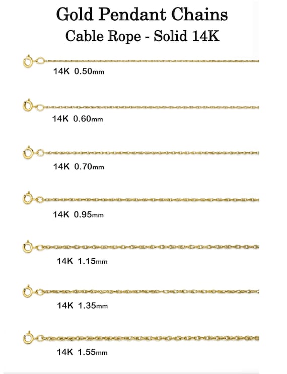 14K Yellow Gold 0.50MM Carded Cable Rope Link Chain Necklace