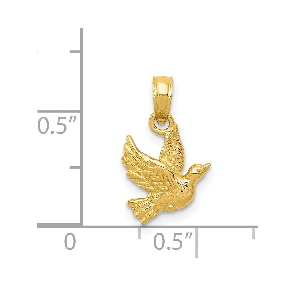 14K Yellow Gold Flying Dove Pendant - Etsy Canada