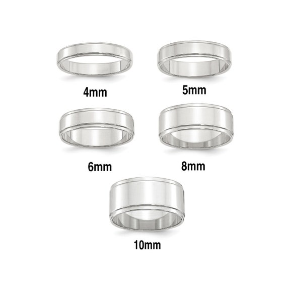 Solid 10k White Gold 6mm Flat with Step Edge Wedding Band Solid 10k White Gold 6mm Flat with Step Edge Wedding Band