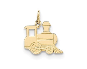 Details about / 14k Yellow Gold I Love Trains Steam Locomotive Charm Pendant With Heart