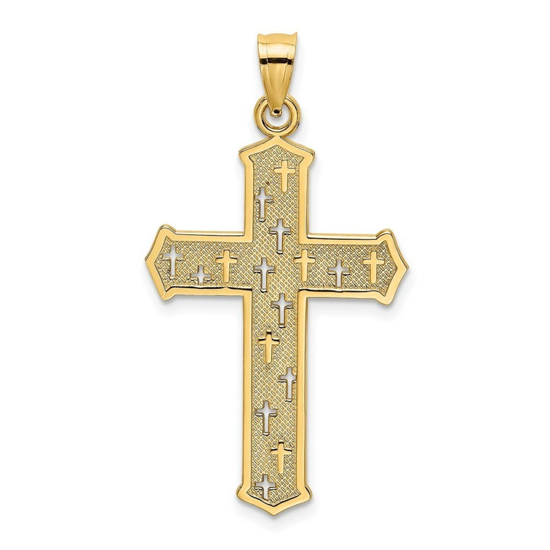 14K Yellow Gold Arrow Tip Cross With Cross Accents Charm - Etsy