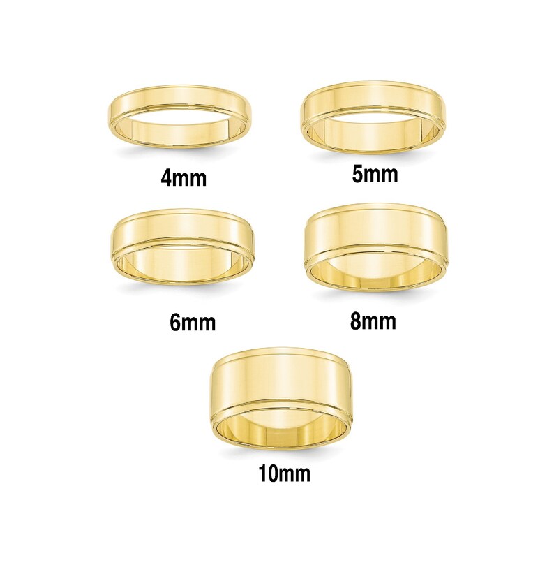 Solid 14K Yellow Gold Flat Step Down Edge Style Wedding Bands - Etsy