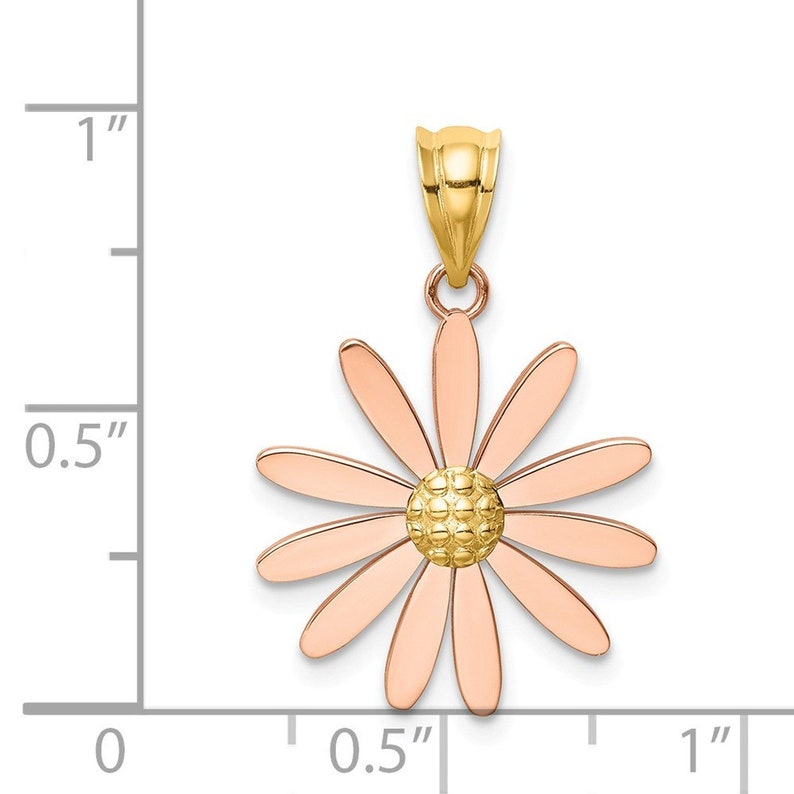 14K Two-tone Gold Rose /& Yellow Gold Daisy Pendant