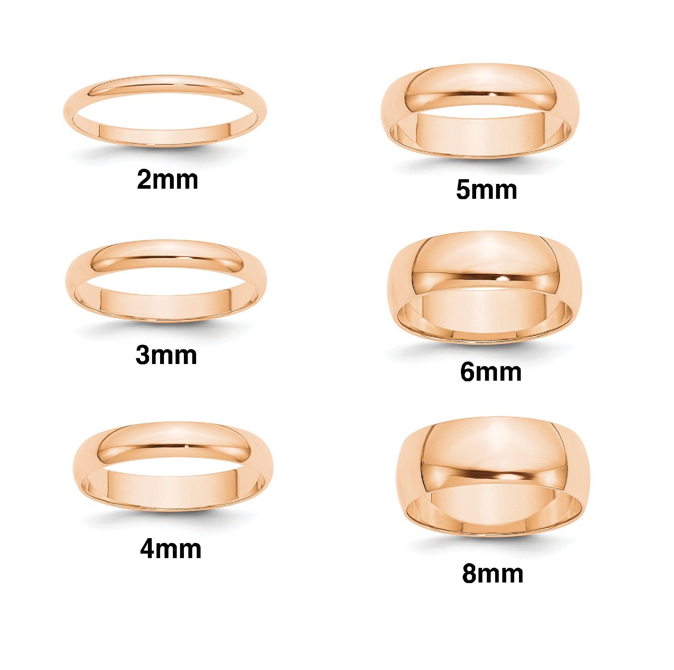 Alianzas de boda de estilo medio redondo de oro rosa s lido de 10K