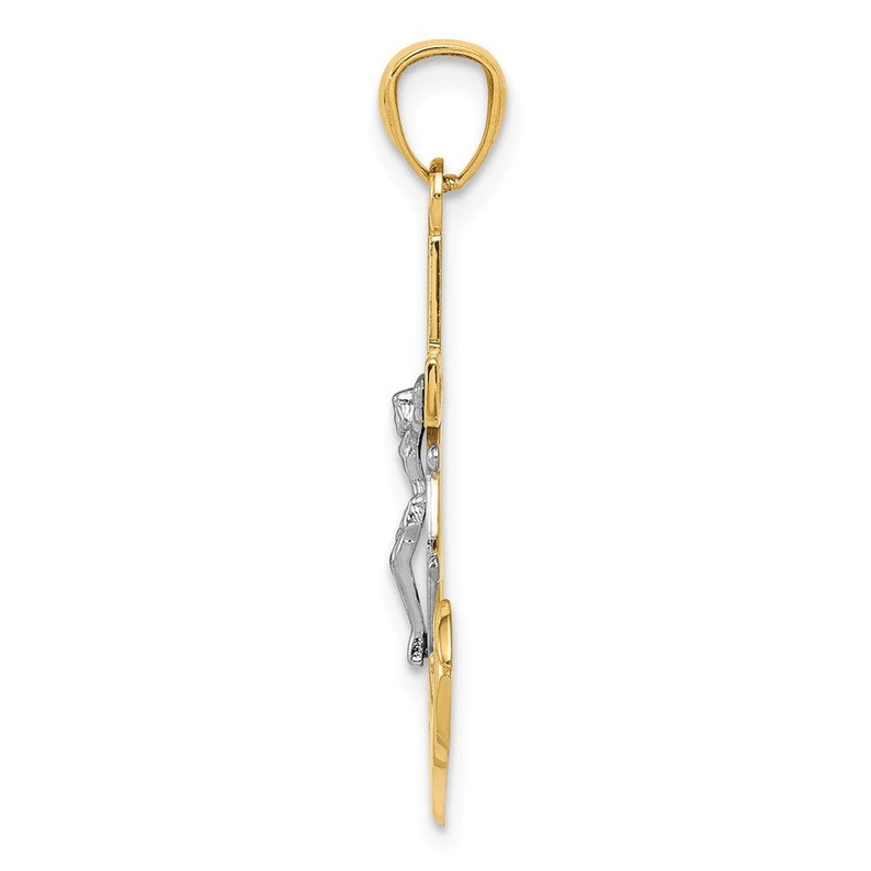 14K Two-tone Gold with Rhodium Polished Mariners Crucifix Pendant