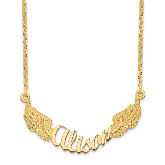 Flying Angel Wings With Name or Word Necklace 1 1 2 in Sterling