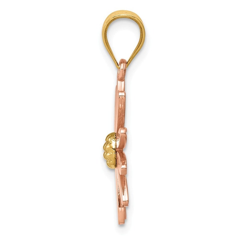 14K Two-tone Gold Rose /& Yellow Gold Daisy Pendant