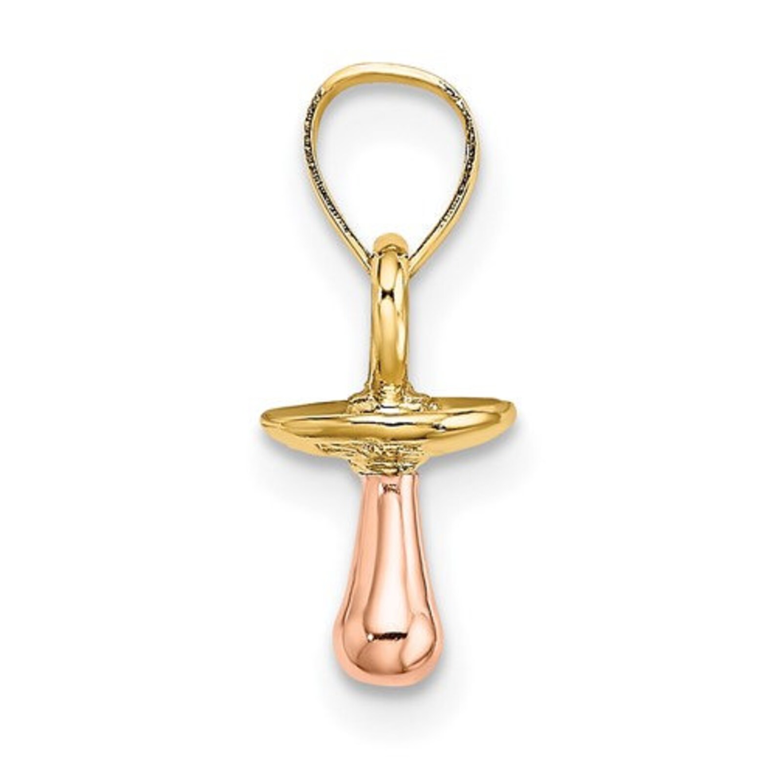Pacifier Charm Pendant in 14K TwoTone Yellow and Rose Gold Etsy