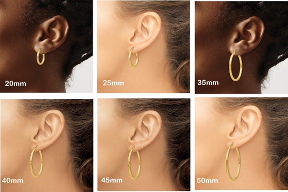 4mm Gold Tube Hoop Earrings 14K Yellow Gold / 35mm Diameter by Baby Gold - Shop Custom Gold Jewelry