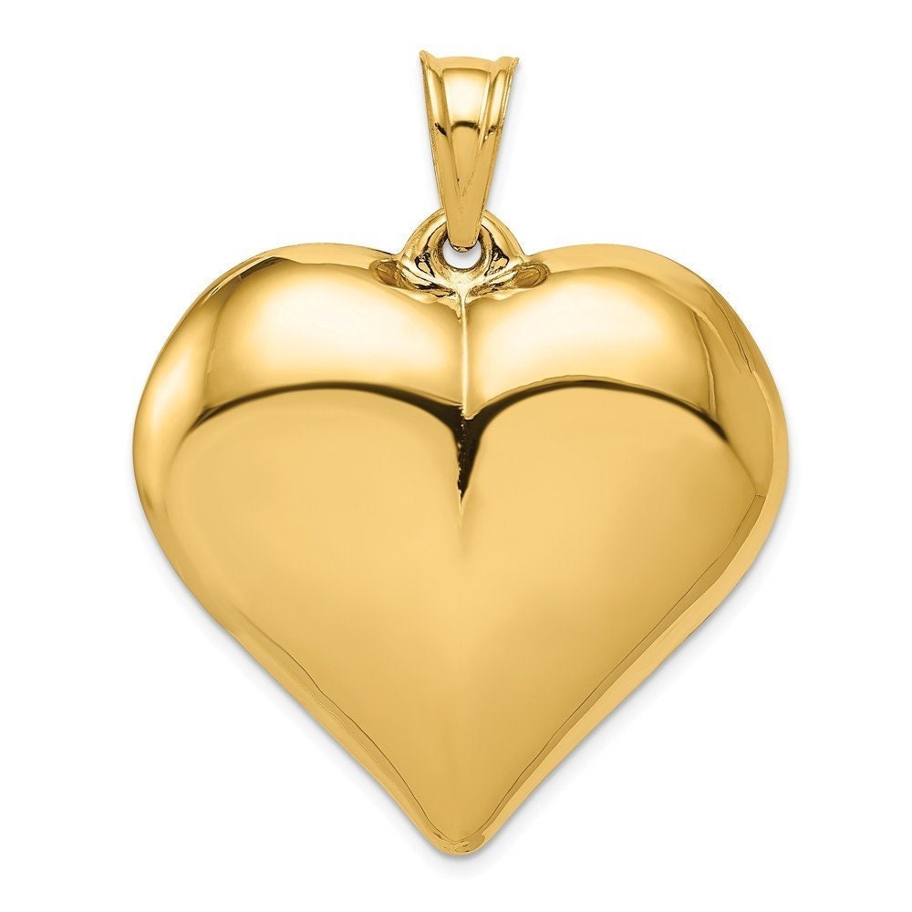 JewelStop 14k Yellow Gold Puffed Heart Love Charm Pendant 