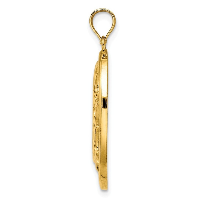 14K Yellow Gold with White Rhodium #1 MOM In Oval Frame Charm Pendant