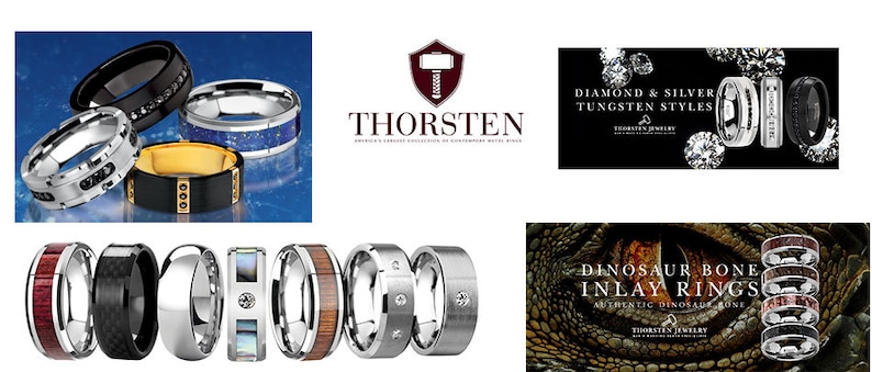 Dinosaur Mammoth Ring Prehistoric Paleo Print Black Tungsten Wedding Band Ring FREE Inside Band Engraving 4mm to 12mm Widths
