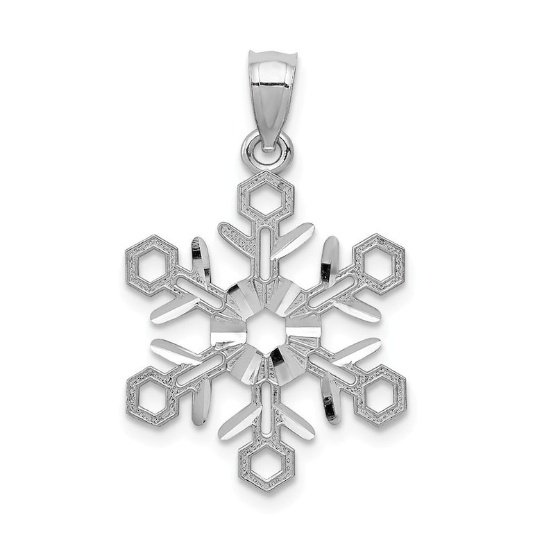 14K White Gold Snowflake Pendant