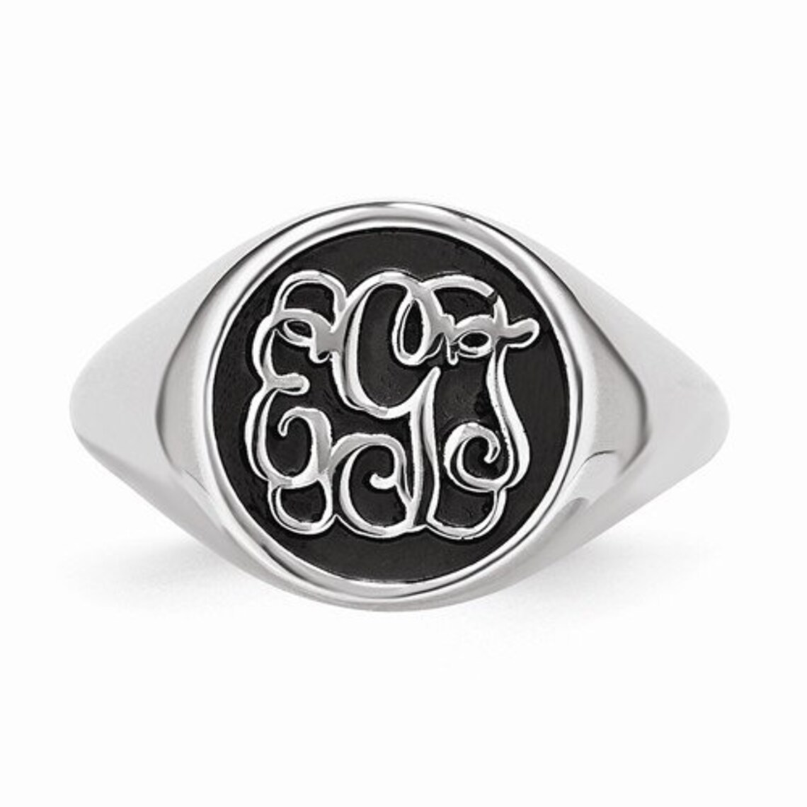 Ladies or Mens Monogram Three Initial Custom Ring in Solid - Etsy