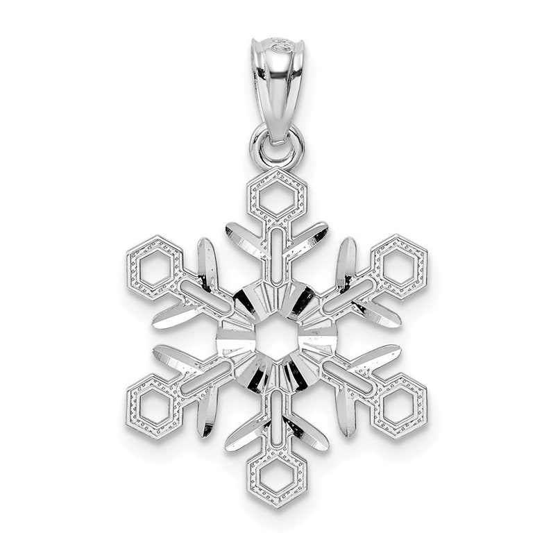 14K White Gold Snowflake Pendant