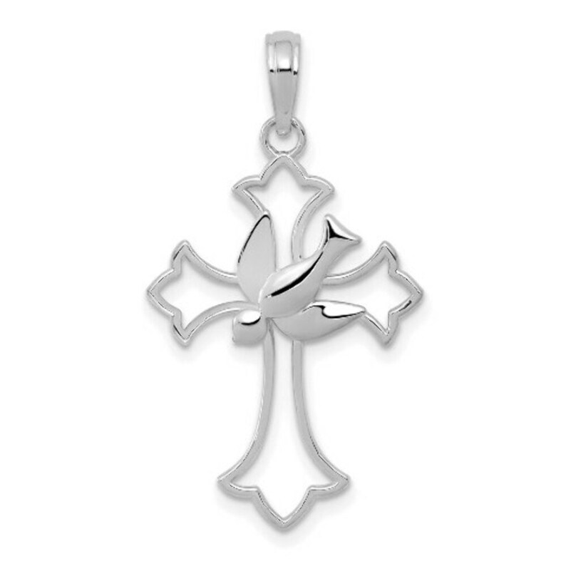 14K Yellow Gold Dove shops Cross Pendant