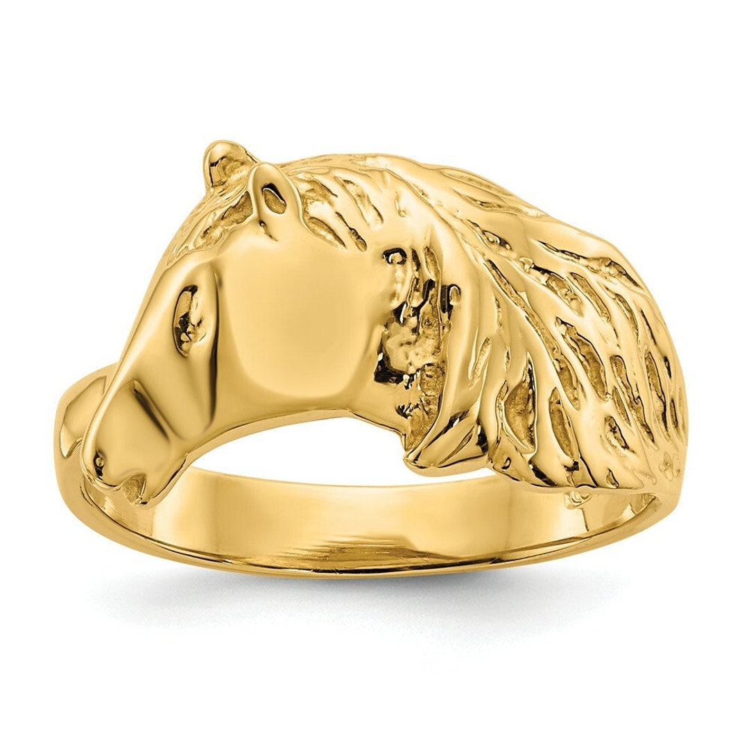 14K Yellow Gold Horse Head Ring Size 7 Etsy