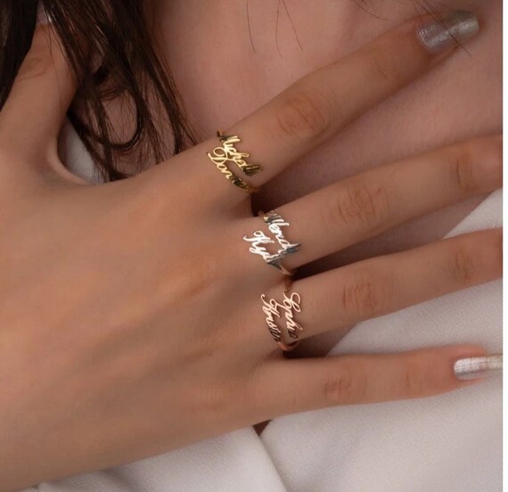 Double Name Ring Two Name Ring Custom 