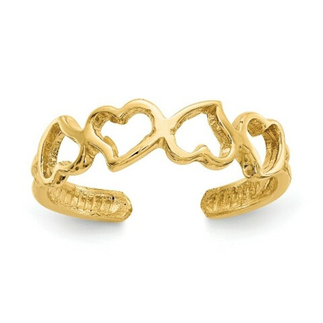 14K Yellow Gold Heart Toe Ring Etsy