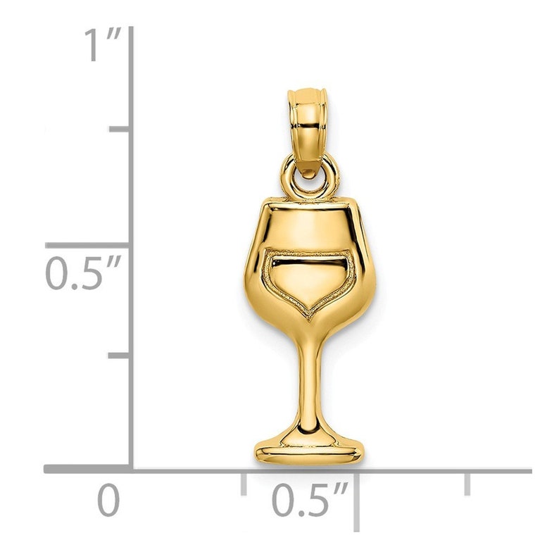 14K Yellow Gold 2-D WINE GLASS Charm Pendant