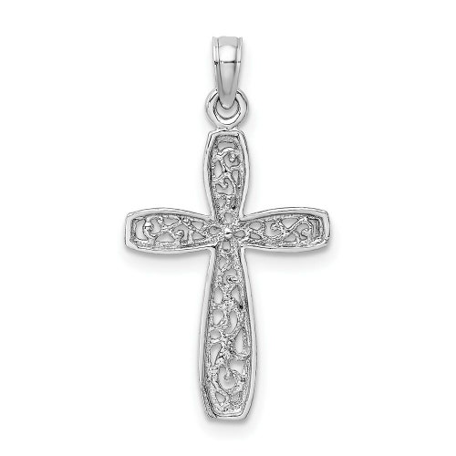 14K Yellow Gold Cross With Filigree Center shops Charm Pendant