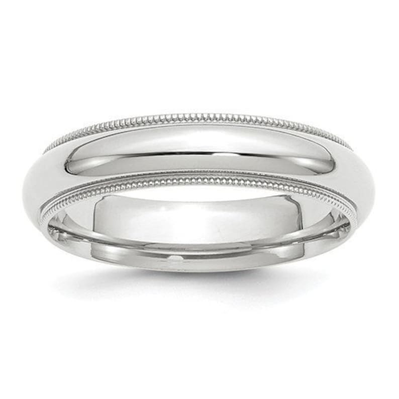 Size 8 12 10K White Gold Comfort Fit Milgrain Wedding Band 5mm