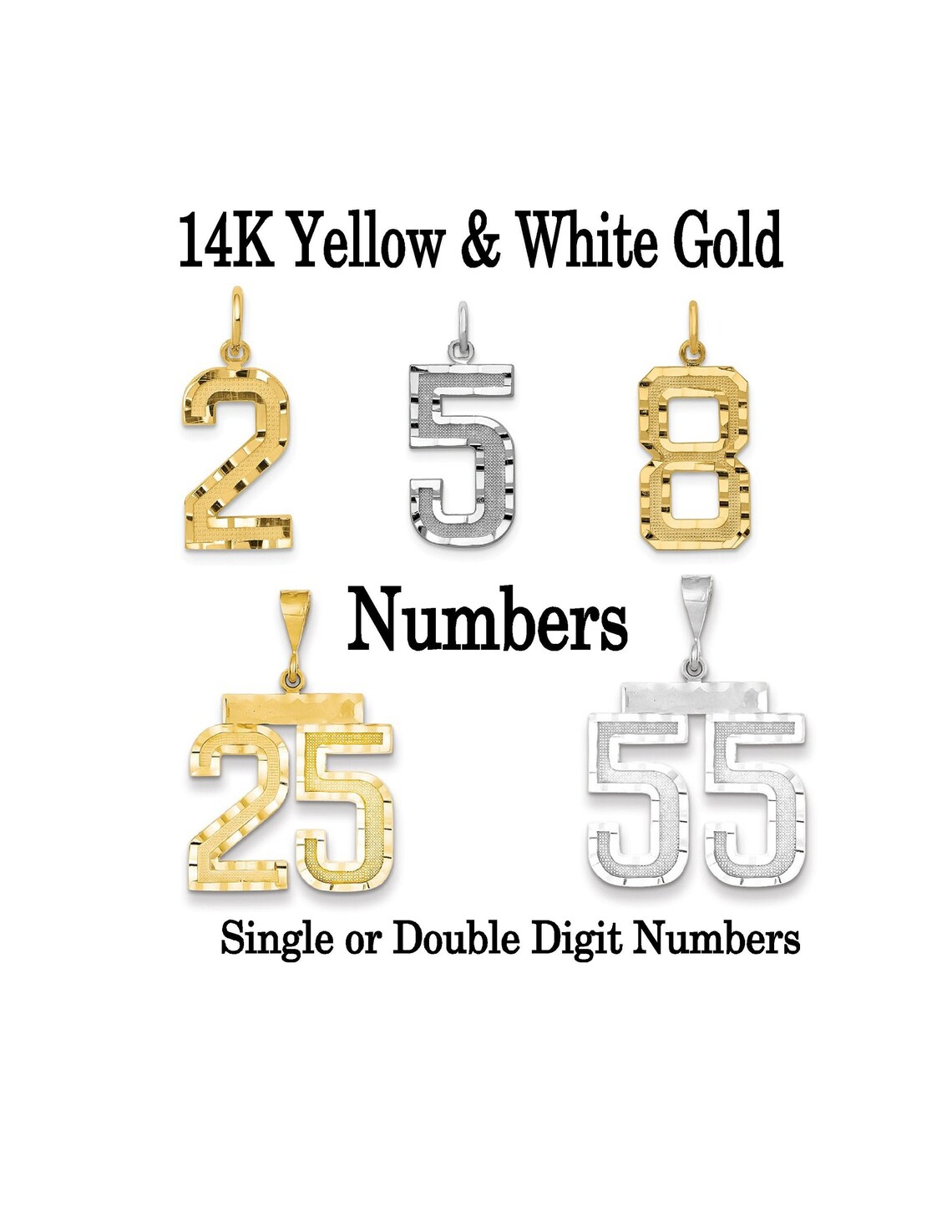 14K Gold Numbers Single or Double Digit Number Charm or Etsy