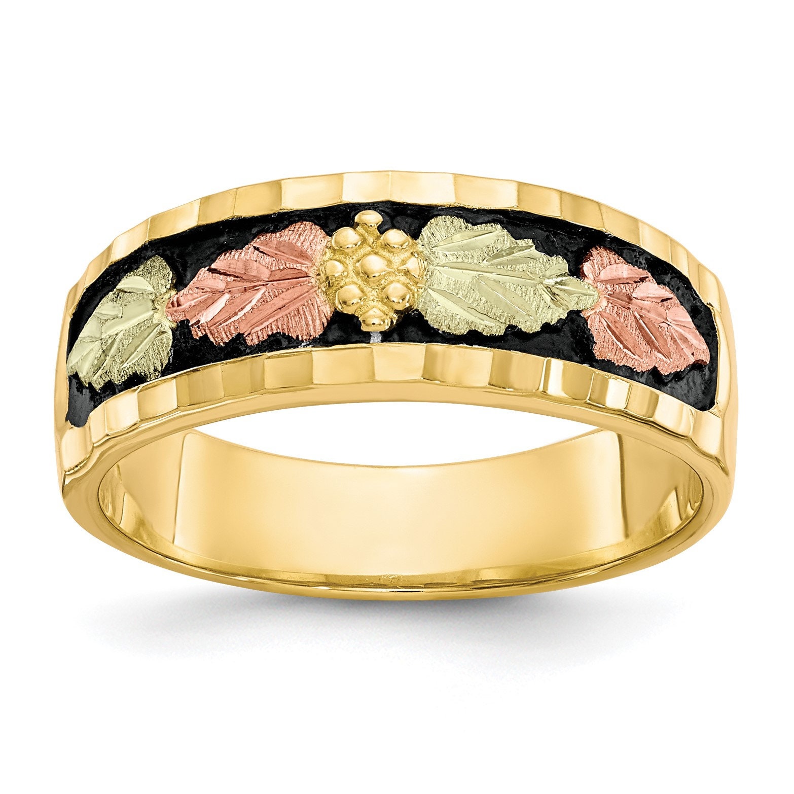 Black Hills Gold Men s Antiqued Ring 10K Tri color Gold Size 10