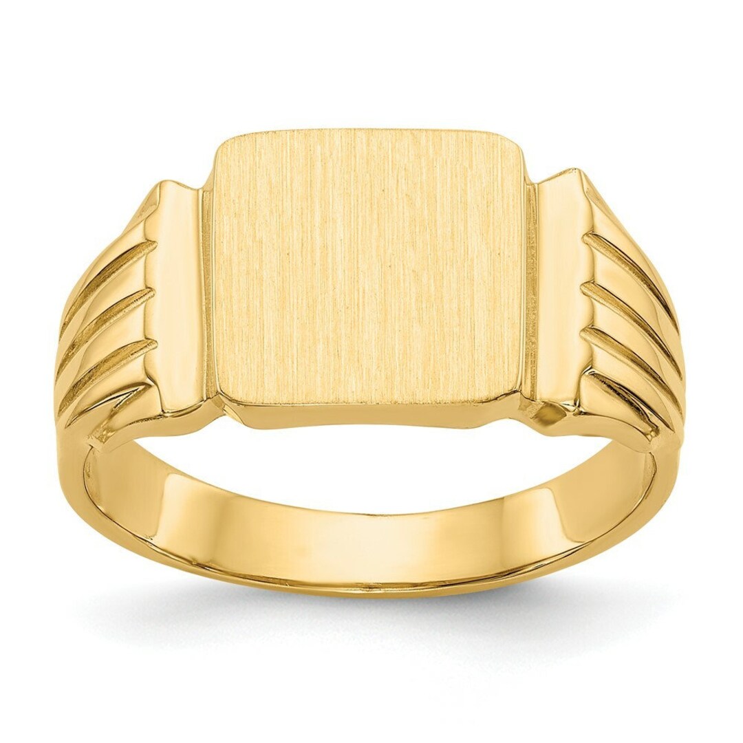14K Yellow Gold Custom Engravable Men's Signet Ring Size - Etsy