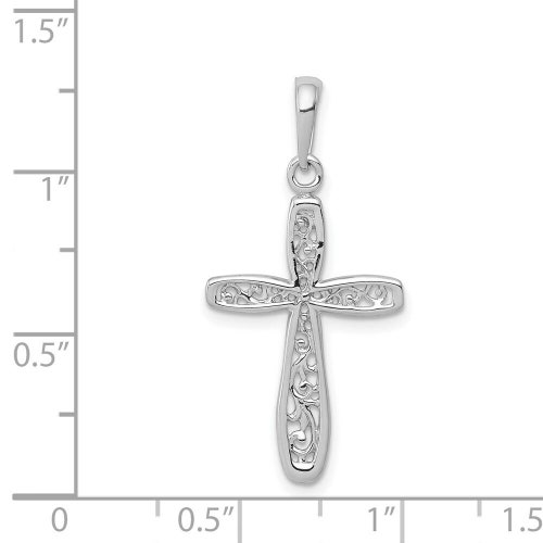 14K Yellow Gold Cross With Filigree Center shops Charm Pendant