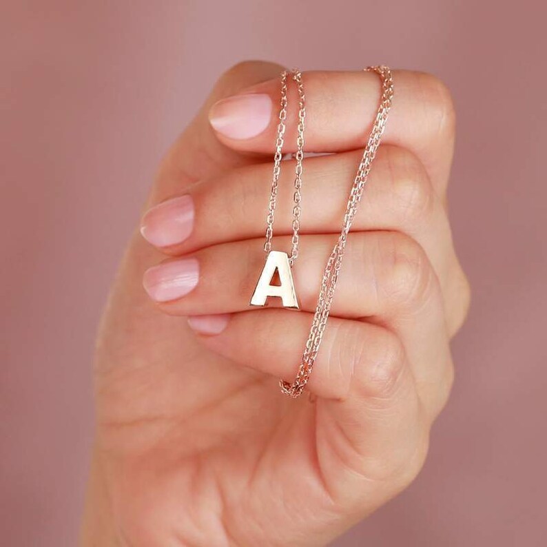 Small Subtle Initial Charm Necklace for Mother's Day Gift Etsy