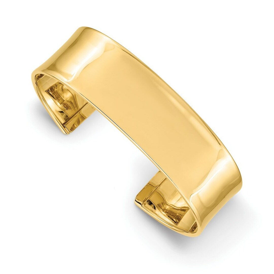 14K Gold Polish Flat Cuff Bangle (46mm)