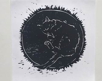 Woodblock print - "Kathy Cat"