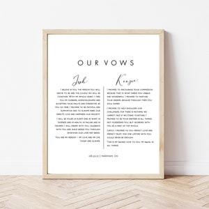 Personalized Wedding Vows | Customized Printed Vows | Wedding Vow | Anniversary Gift