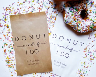 Donut Mind If I Do Personalized Donut Bags | Donut Favor Bags | Wedding Favors Bags