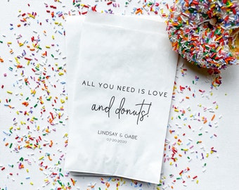 All You Need Is Love & Donuts Personalized Donut Bags |  Donut Favor Bags | Wedding Favors Bags