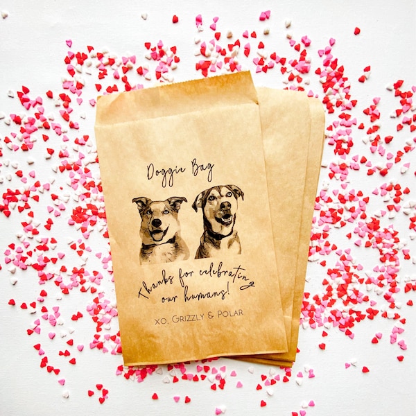 Custom Pet Favor Bag| Wedding Guest Favors Bulk  | 2 Pets | Doggie Bag